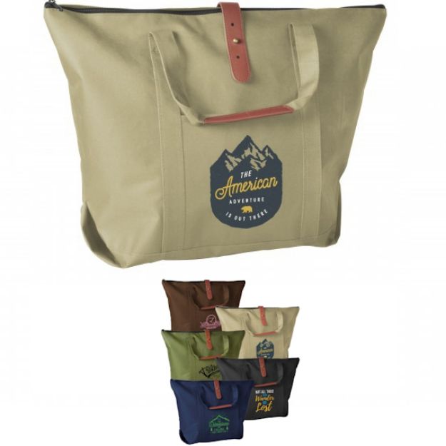 Mallard Poly Canvas Tote Bag Zippered with Custom Printed Logo