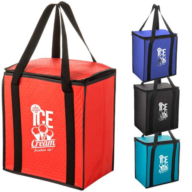 Flat Top Insulated Grocery Totes - custom printed promotional grocery tote bag