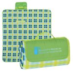 Roll-Up Picnic Blanket LIME WITH LT BLUE