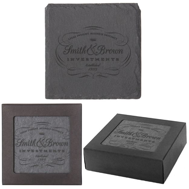 Custom Slate Coaster Set with Logo