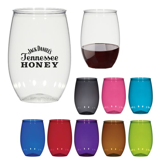 Outdoor Stemless Wine Glasses made of PET - Made in USA