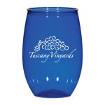 16 oz. Plastic Stemless Wine Glasses - BPA Free in Blue