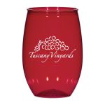 16 oz. Plastic Stemless Wine Glasses - BPA Free in Red