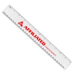 12" White Promotional Ruler with custom logo