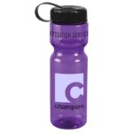 Promotional Violet 28 oz. Transparent Tethered Lid Bottle