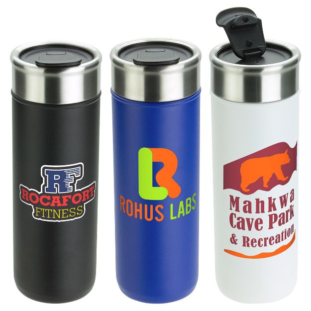 Clique 18 oz Vacuum Insulated Stainless Steel Tumbler and Travel Mug with Custom Logo