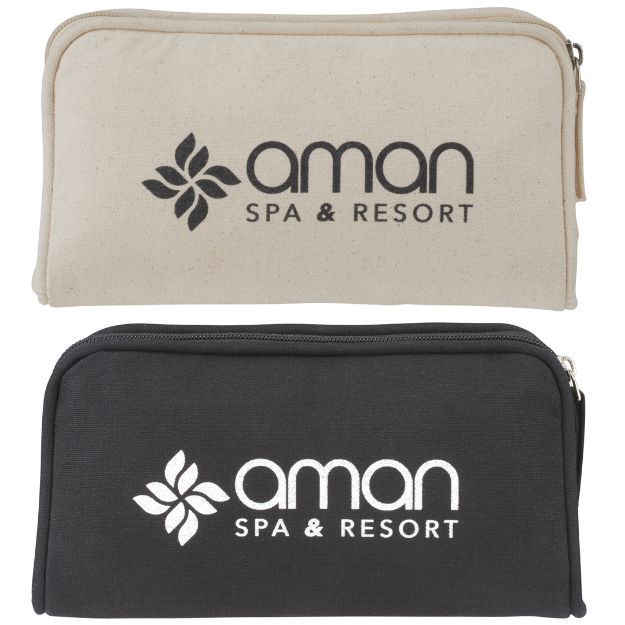 Cotton Travel Pouch, Toiletries or Tech Bag with Custom Logo