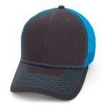 Neon Mesh Back Snap Trucker Cap in Process Blue Charcoal