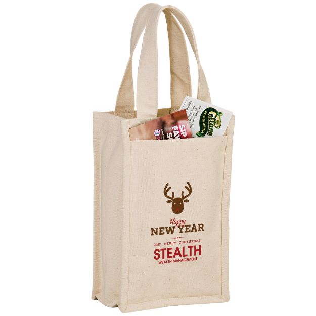Cotton 2 Wine Bottle Tote Bag