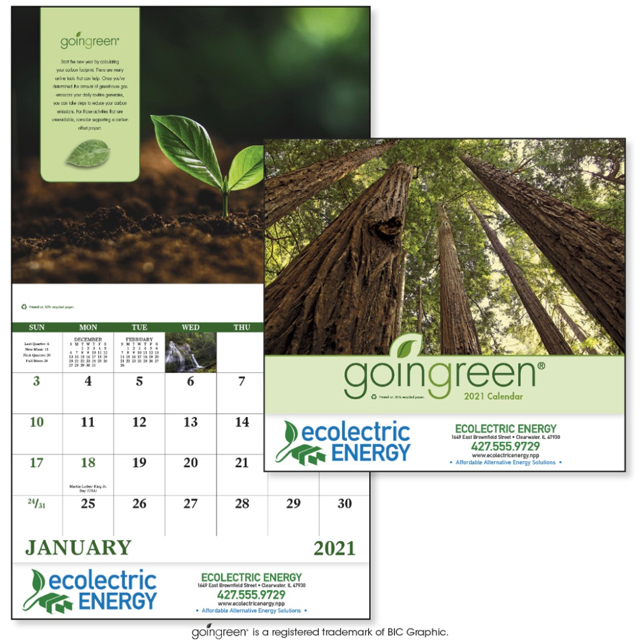 Going Green Recycled Calendar 13 Month Recycled Calendars