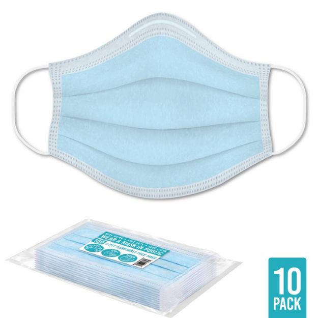 10 Pack of 3-Ply Surgical Face Masks with your Logo on the Packaging