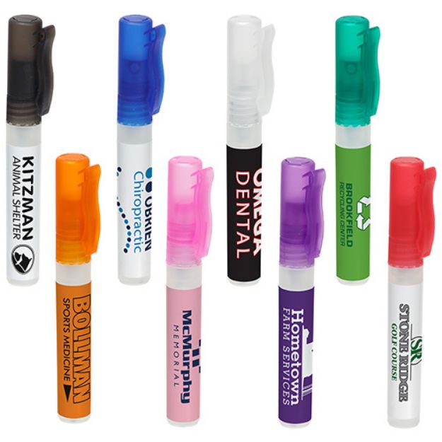 Spray Hand Sanitizer Pens with a full color custom label - in stock