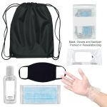 On The Go Backpack PPE Kit with Masks, Sanitizer, Wipes, Gloves and More in Black
