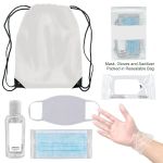 On The Go Backpack PPE Kit with Masks, Sanitizer, Wipes, Gloves and More in White