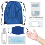 On The Go Backpack PPE Kit with Masks, Sanitizer, Wipes, Gloves and More in Royal Blue