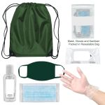 On The Go Backpack PPE Kit with Masks, Sanitizer, Wipes, Gloves and More Forest Green
