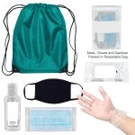 On The Go Backpack PPE Kit with Masks, Sanitizer, Wipes, Gloves and More in Teal