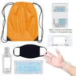 On The Go Backpack PPE Kit with Masks, Sanitizer, Wipes, Gloves and More in Athletic Gold