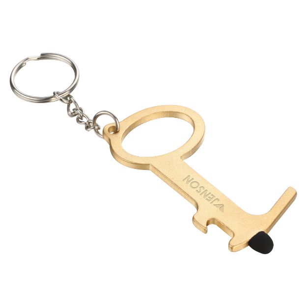 Brass Stylus No Touch Tool Door Opener Key Chain with Logo Laser Engraved