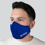 Deluxe Face Mask with Adjustable Ear Loops, Nose Bridge, Filter Pocket, Poly Outer Layer and Cotton Inner Layer Custom Printed Royal Blue