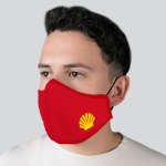 Deluxe Face Mask with Adjustable Ear Loops, Nose Bridge, Filter Pocket, Poly Outer Layer and Cotton Inner Layer Custom Printed in Red