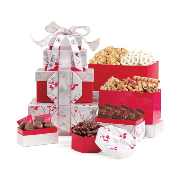 Elegant Gourment Sweet & Savory Food Tower Gift Basket