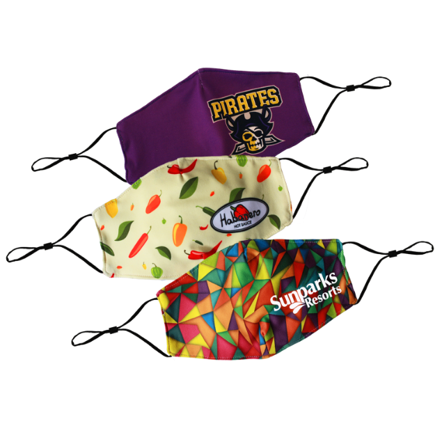 Full color dye sublimated face mask, breathable, and moisture repelling.