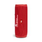 Red JBL Flip 5 waterproof portable speaker with custom logo.