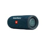 Blue JBL Flip 5 waterproof portable speaker with custom logo.