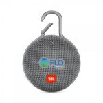 JBL Clip 3 ultra-portable, ultra-rugged and waterproof Bluetooth® speaker in gray.