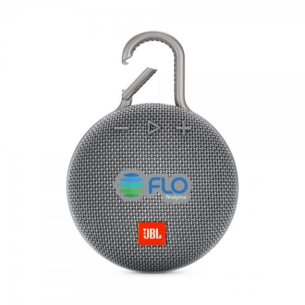 JBL Clip 3 ultra-portable, ultra-rugged and waterproof Bluetooth® speaker in gray.