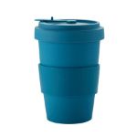 Reusable Bamboo Earth Tumbler with Matching Lid and Silicone Sleeve, Blue