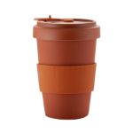 Reusable Bamboo Earth Tumbler with Matching Lid and Silicone Sleeve, Terra Cotta