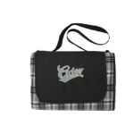 Extra Large Plaid Picnic Blanket Tote Black