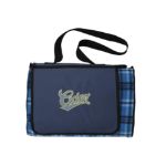 Extra Large Plaid Picnic Blanket Tote Blue