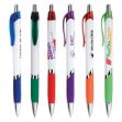 Blair Click Pen with White Barrel, Colored Grip, and Metal Accents