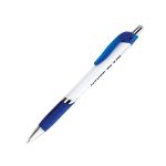 Blair Click Pen with White Barrel, Colored Grip, and Metal Accents, Blue