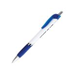 Blair Click Pen with White Barrel, Colored Grip, and Metal Accents, Blue