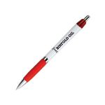 Blair Click Pen with White Barrel, Colored Grip, and Metal Accents, Red