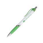 Blair Click Pen with White Barrel, Colored Grip, and Metal Accents, Light Green