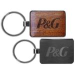 Custom Keytag with Beveled Wood and Gunmetal Case, Laser Engraved