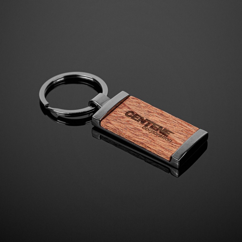 Branded Wooden Keychain with Gunmetal Casing | Engraved Wooden Key Ring ...
