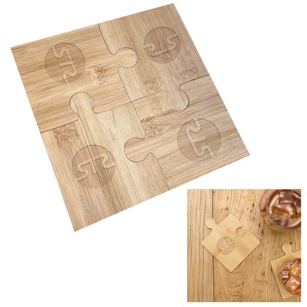 Bamboozle Puzzle Coaster Set Branded Eco Friendly Coasters Bamboo