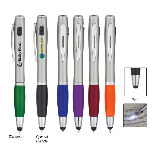 Trio Pen With LED Light And Stylus BLACK