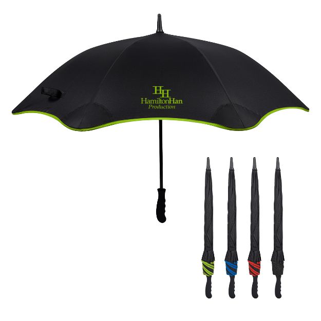 46" ARC SCALLOPED EDGE UMBRELLA BLACK