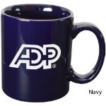 Navy Blue Custom 11 oz Ceramic Coffee Mug with C Handle