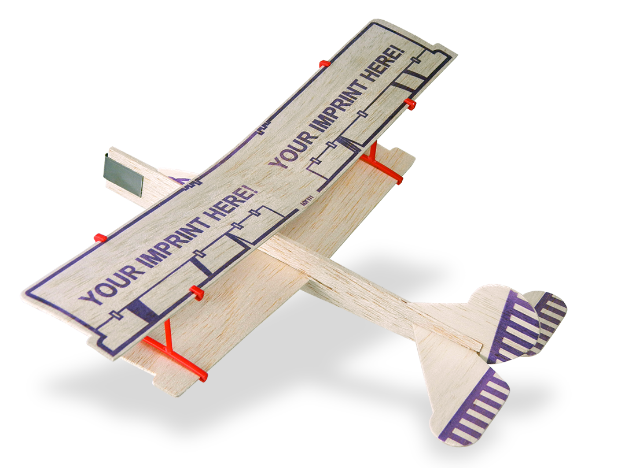 Custom Balsa Biplane Glider with Logo
