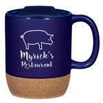 14 Oz. Cork Base Ceramic Mug NAVY BLUE