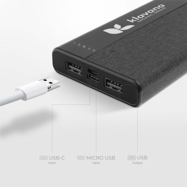 Linen Custom Power Bank Wireless Charger with USB-C