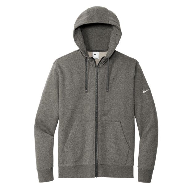 Nike Club Fleece Sleeve Swoosh Full-Zip Hoodie NKDR1513 CharcoalHt